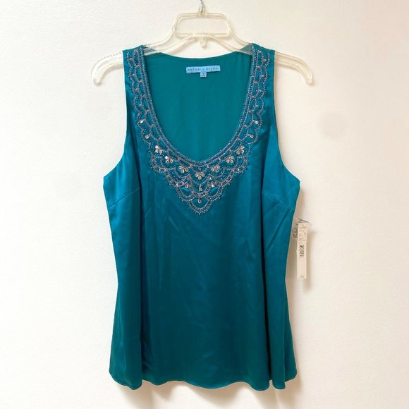 Beaded Silk Sleeveless Blouse - Picture 1 of 5
